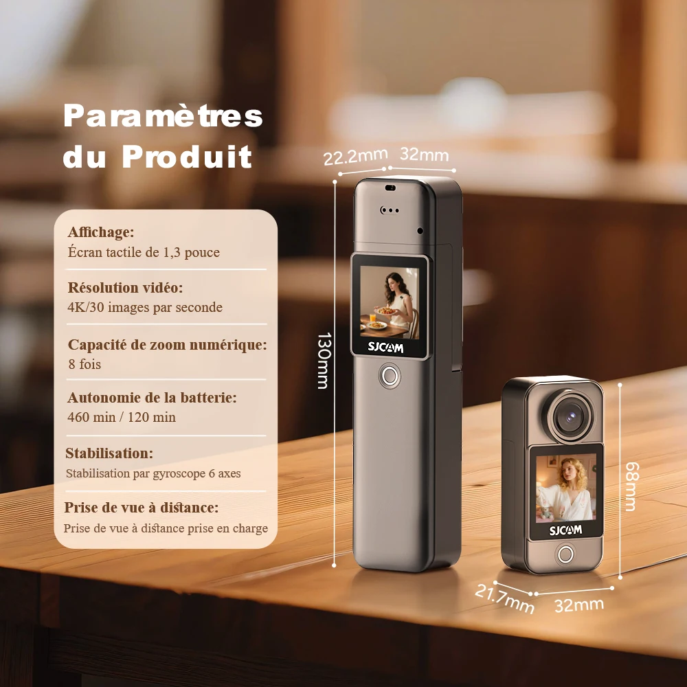 Caméra espion C300 en action, fixée à une longue laisse pour surveillance extérieure