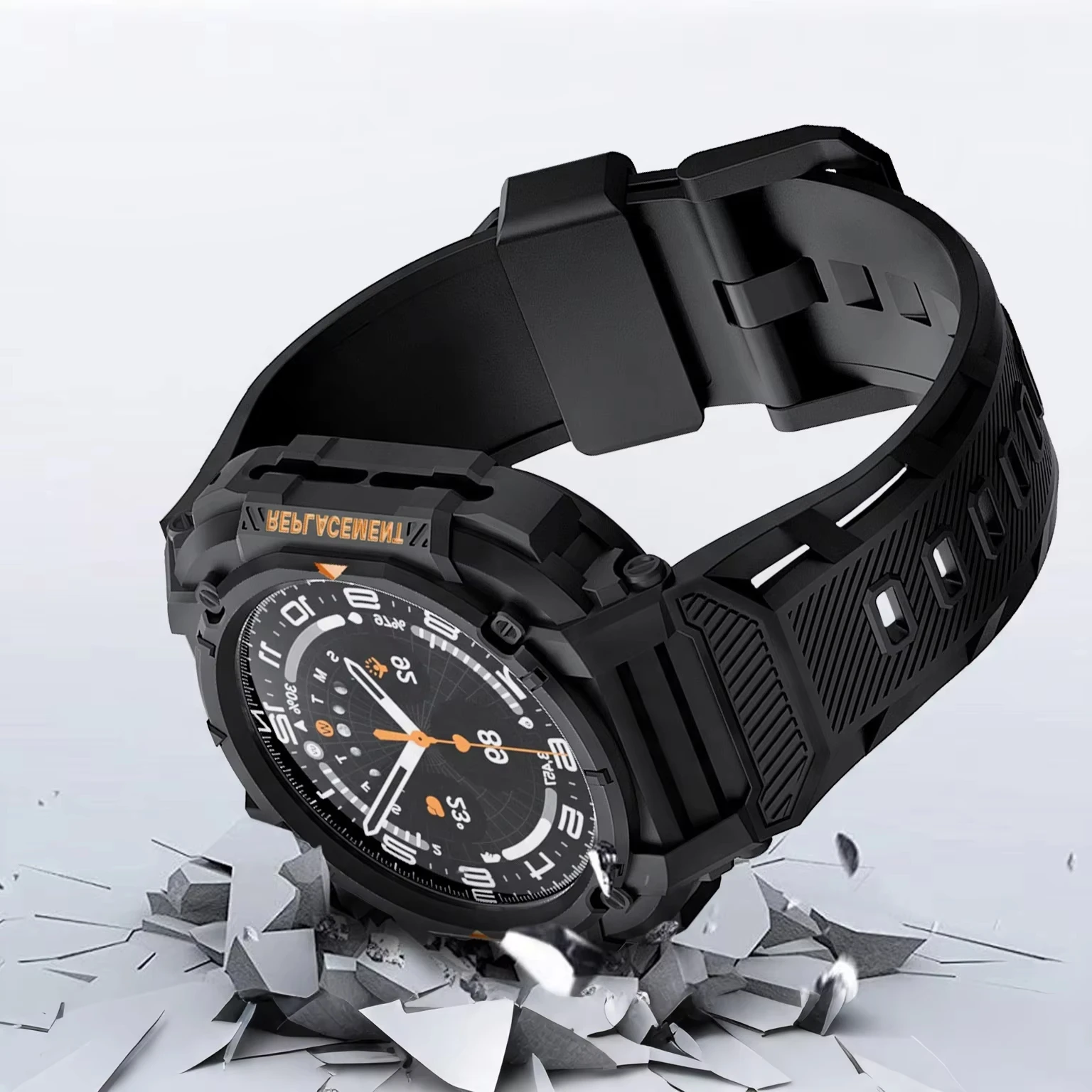 Enhanced Protective Cover Case with Strap for Smartwatches - One-Piece TPU Hollow Design Bracelet