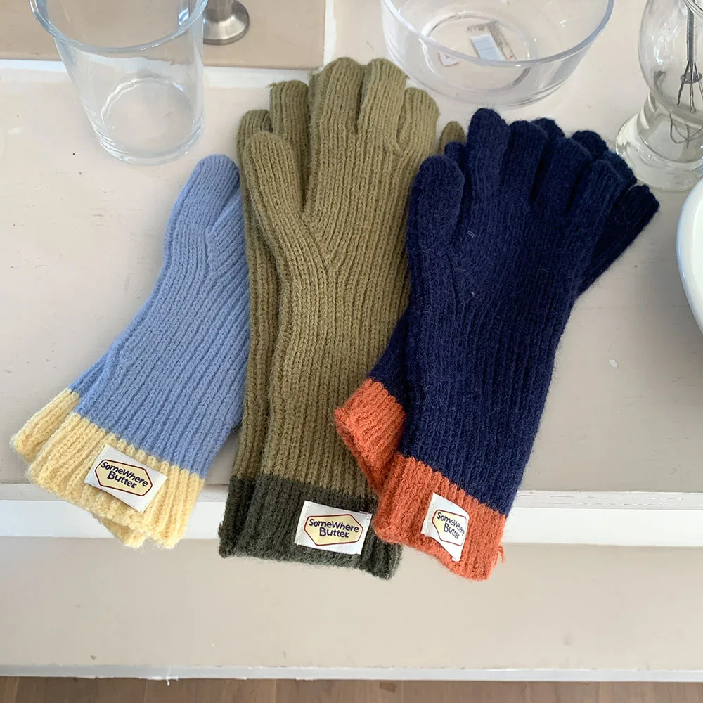 Gentle Female Elastic Full Fingers Gloves long Rabbit Wool Gloves Women Winter Mittens Solid Color Mittens Thicken Warm Gloves