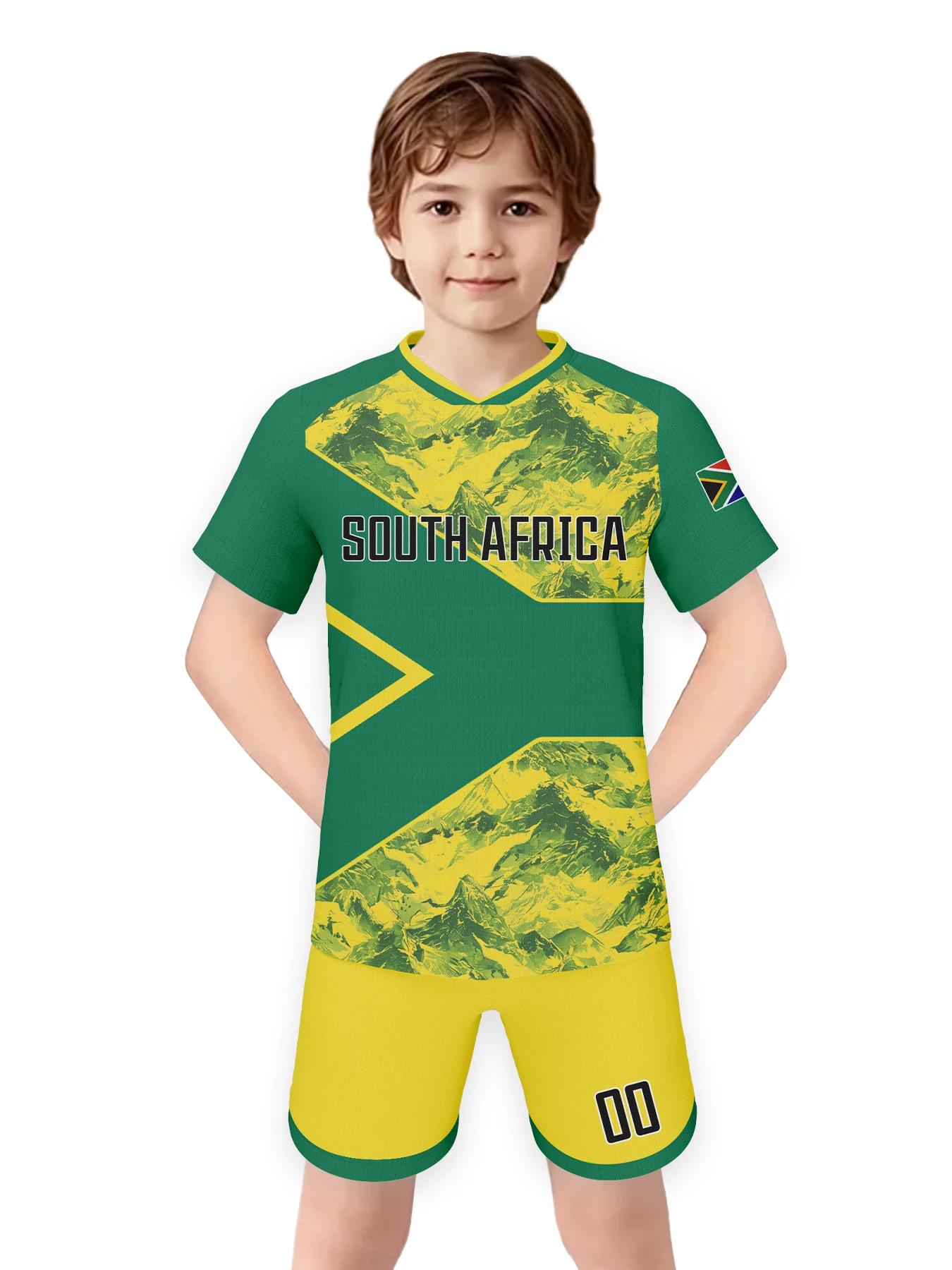 boy's custom south africa soccer kit personalized football set with name & number, breathable national team training uniform Boy's Custom South africa Soccer Kit Personalized Football Set with Name & Number, Breathable National Team Training Uniform 2
