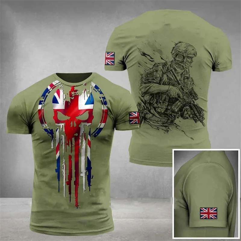 

The UK Flag Camouflage 3D Printed T Shirt For Men Vintage British Camo T-Shirt England Soldier Streetwear O-Neck Male Tee Tops