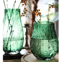 Glass Vase Pleated Roads Green Transparent Hydroponics Flower Vase Flower Arrangement Accessories Terrarium Home Decoration 1