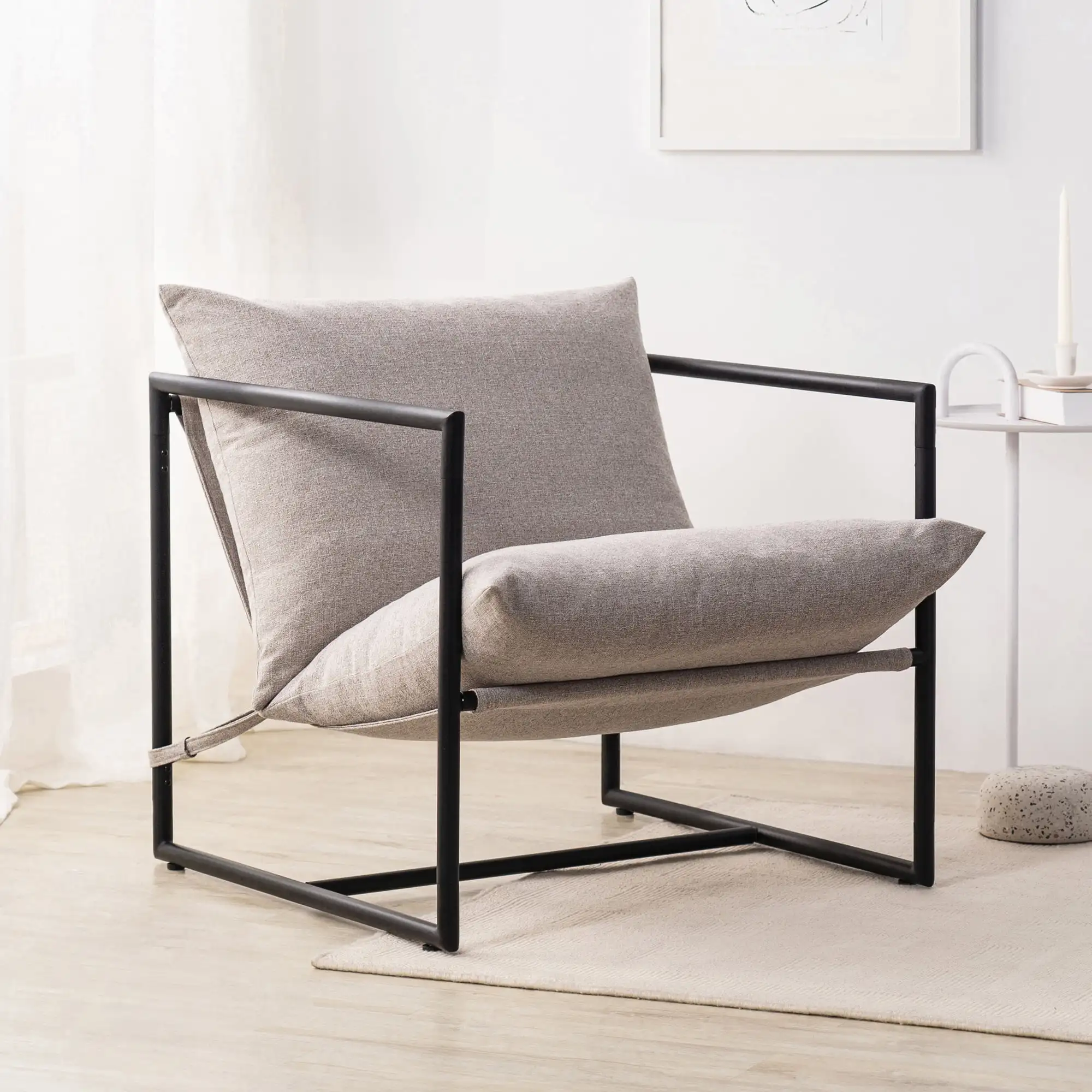 

Zinus Aidan Metal Framed Sling Accent Chair, Oatmeal