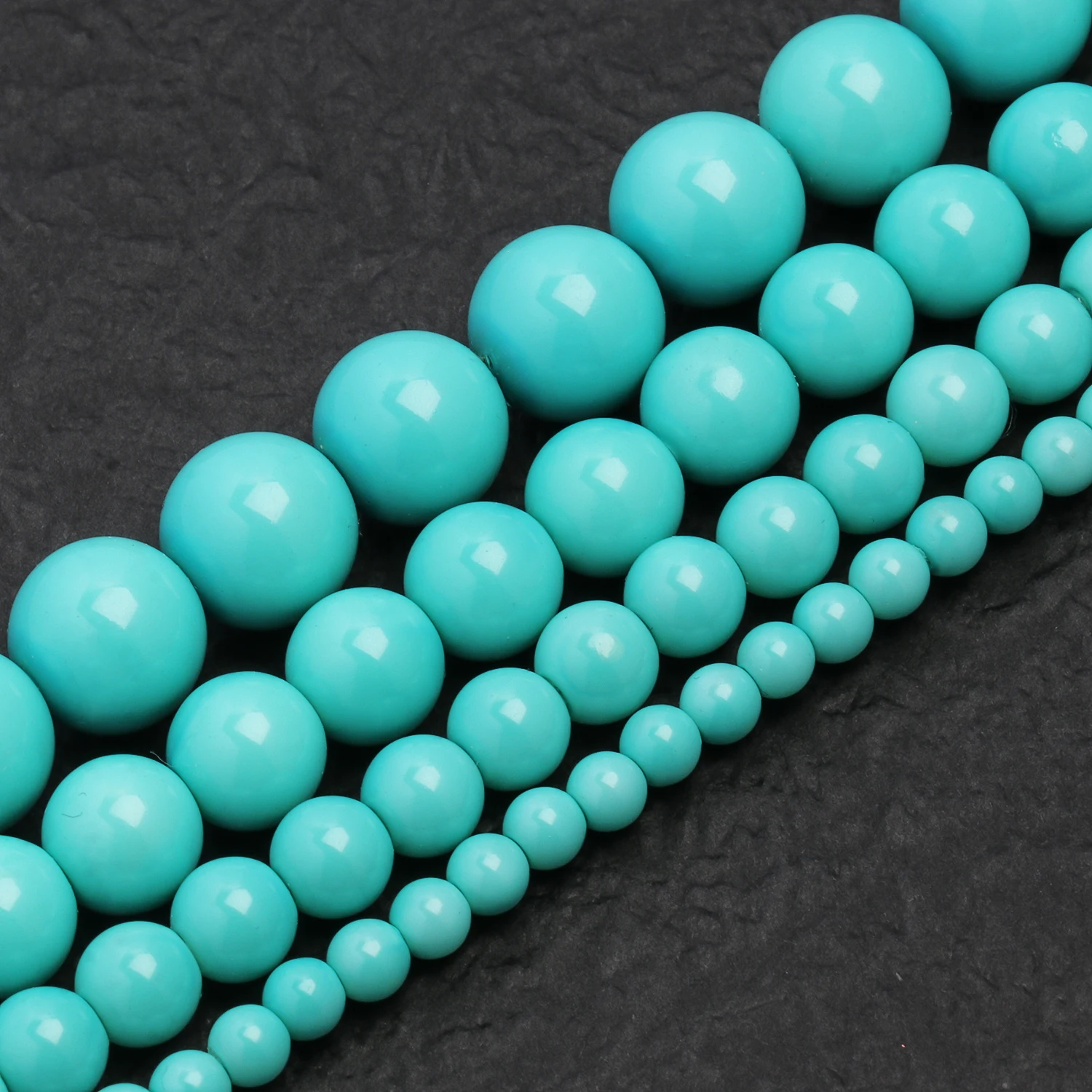 4/6/8/10mm Round Blue Turquoise Shell Loose Spacer Beads for