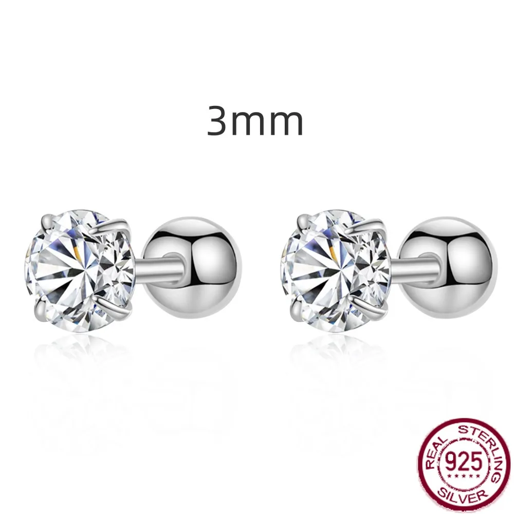 

Fashionable and Minimalist S925 Silver Ear Studs 3-6mm Inlaid with Fashionable High-end Fashion Women's Jewelry Wholesale