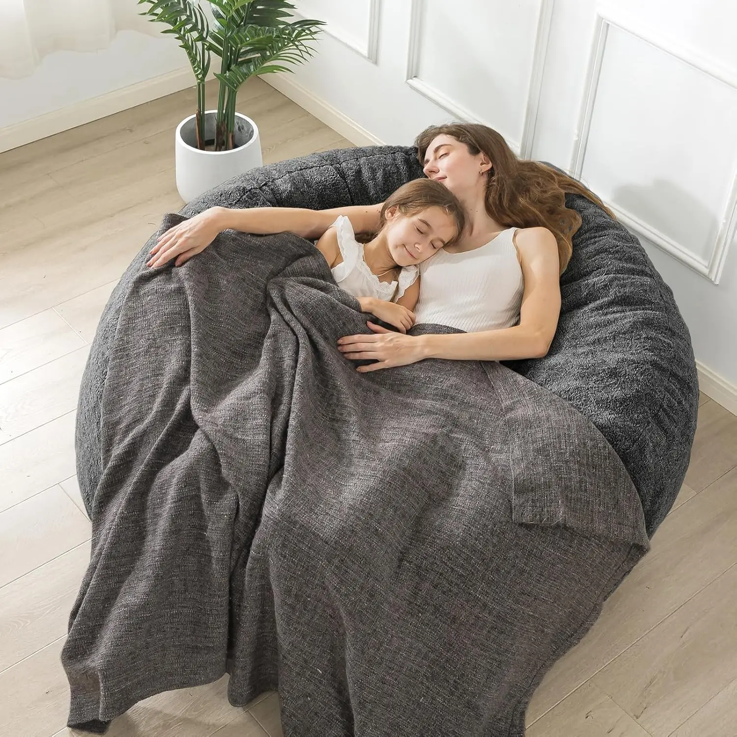 Cover] Large Bean Bag Chair: 4 ft Bean Bag Chairs for Adults/Kids with Filling,Ultra Soft Faux Fur Fabric,Memory Foam w