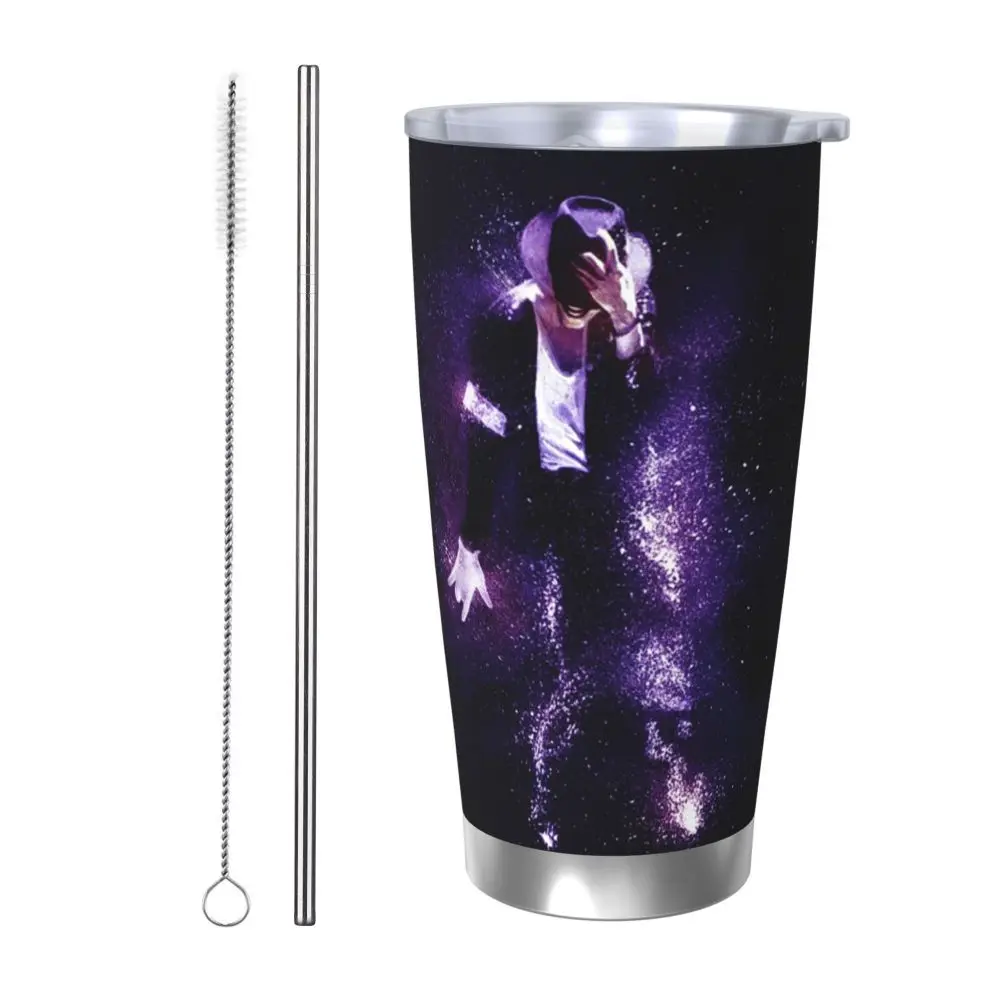 Michael Jackson Musicians Singers Dancers Stainless Steel Tumbler Vacuum Insulated Mug Thermal Cold Cup Straw With Lid 20oz