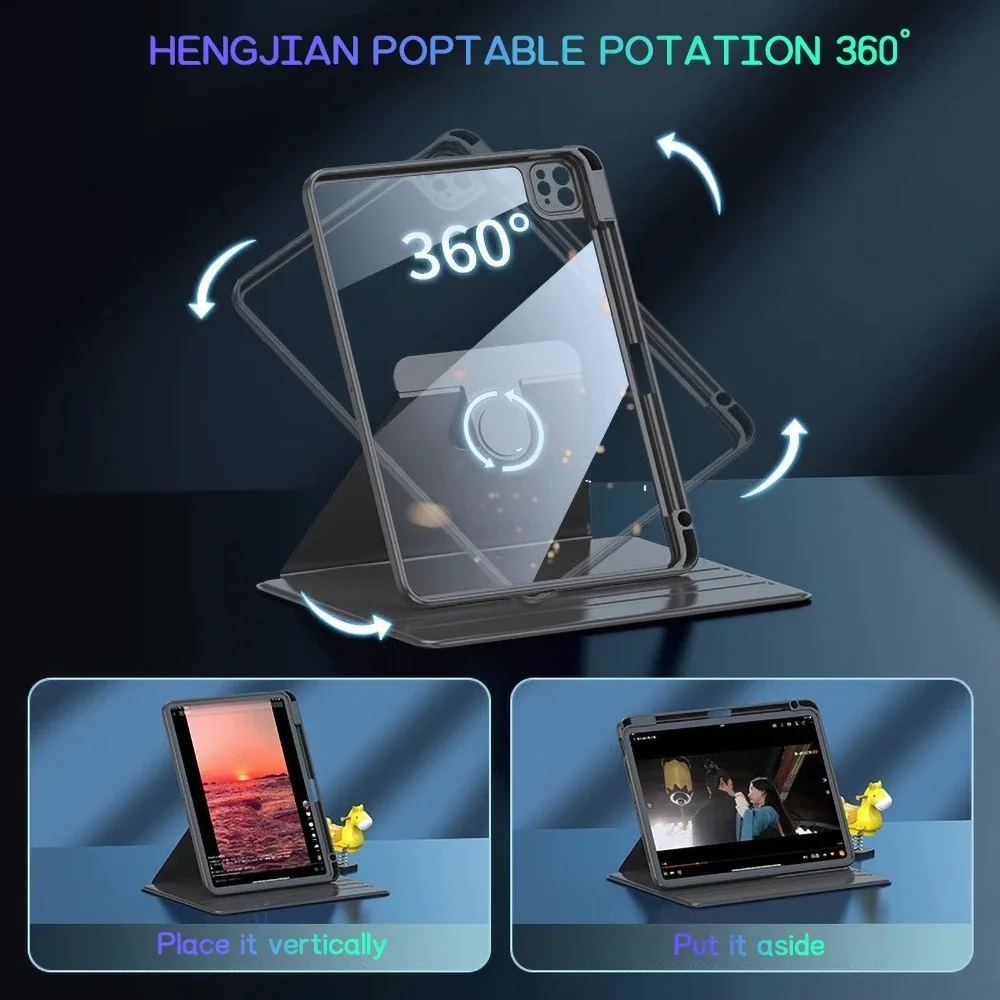 Shockproof Rotating iPad Case with Pencil Holder