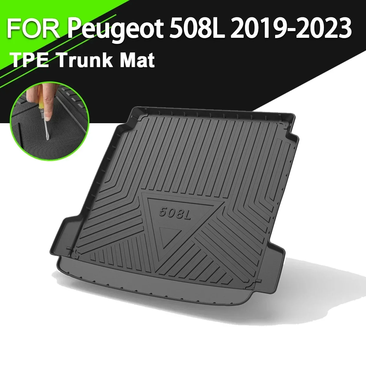 

Car Rear Trunk Cover Mat TPE Waterproof Non-Slip Rubber Cargo Liner Accessories For Peugeot 508L 2019-2023