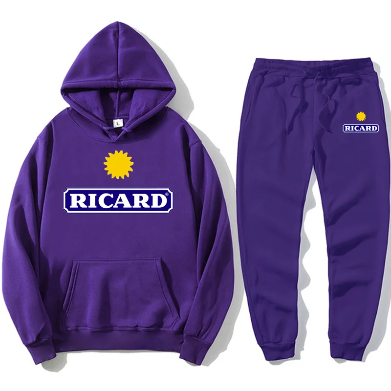 RICARD Brand 2 Pieces Sets Tracksuit  Men Hooded Sweatshirt+pants Pullover Hoodie Sportwear Suit Ropa Hombre Clothes tracksuits