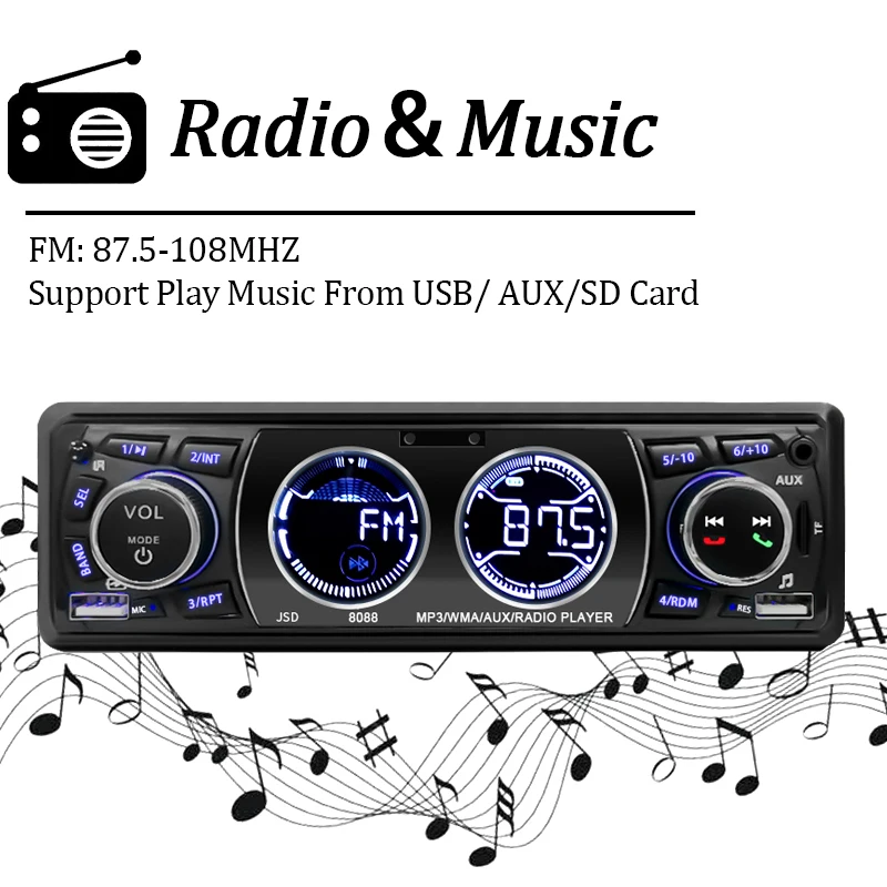 Car Radio 1din Stereo MP3 Player Audio Bluetooth FM Receiver Dual USB Support AU