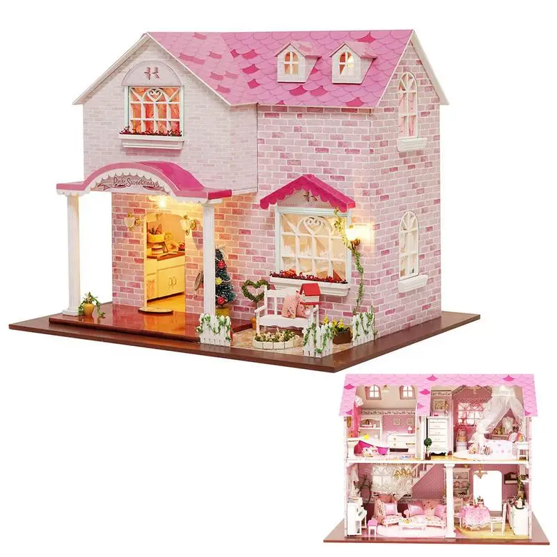 

Miniature Dollhouse Kit 3D Dollhouse Tiny House Kits Mini Doll House Accessories With Furniture For Kids Teens Adults Birthday