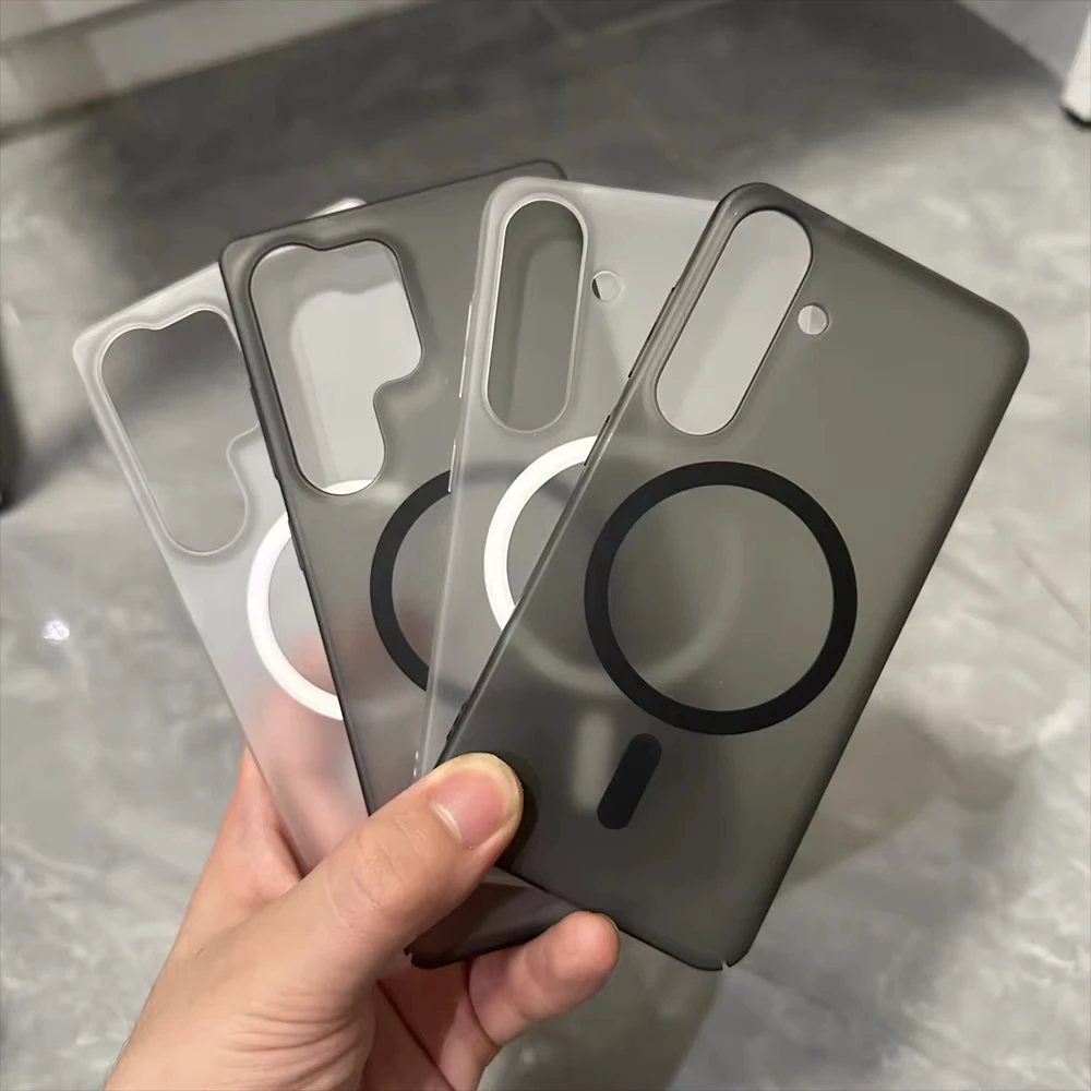 Ultra Thin Matte Clear Magnetic Phone Case with Wireless Charging and Shockproof Protection