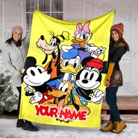 (Memo U Name) Mickey Mouse and Friends Printed Blanket Can Be Custom with Name, Soft and Warm, Suitable for Home, Office, Car 2