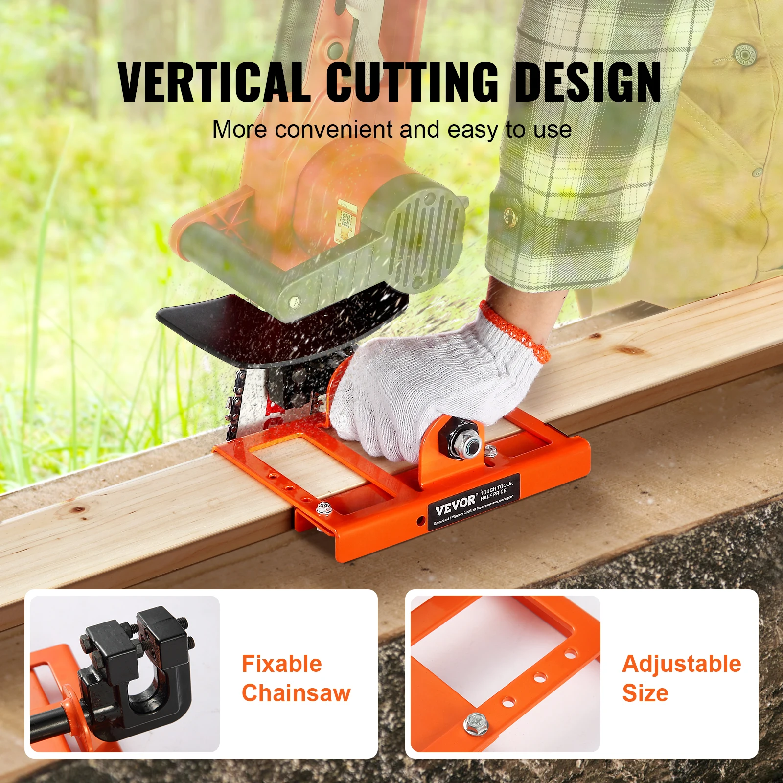 VEVOR 2"-6" Chainsaw Mill Vertical Lumber Cutting Guide Portable Chainsaw Attachment Wood Chainsaw Milling for Builders Woodwork 5