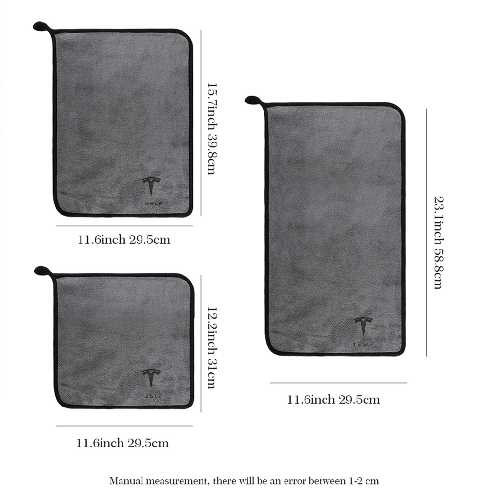 테슬라 모델 3 S X Y용 마이크로파이버 클리닝 타월 부드러운 건조 천 자동차 바디 세척 타월 이중 레이어 클린 래그 액세서리