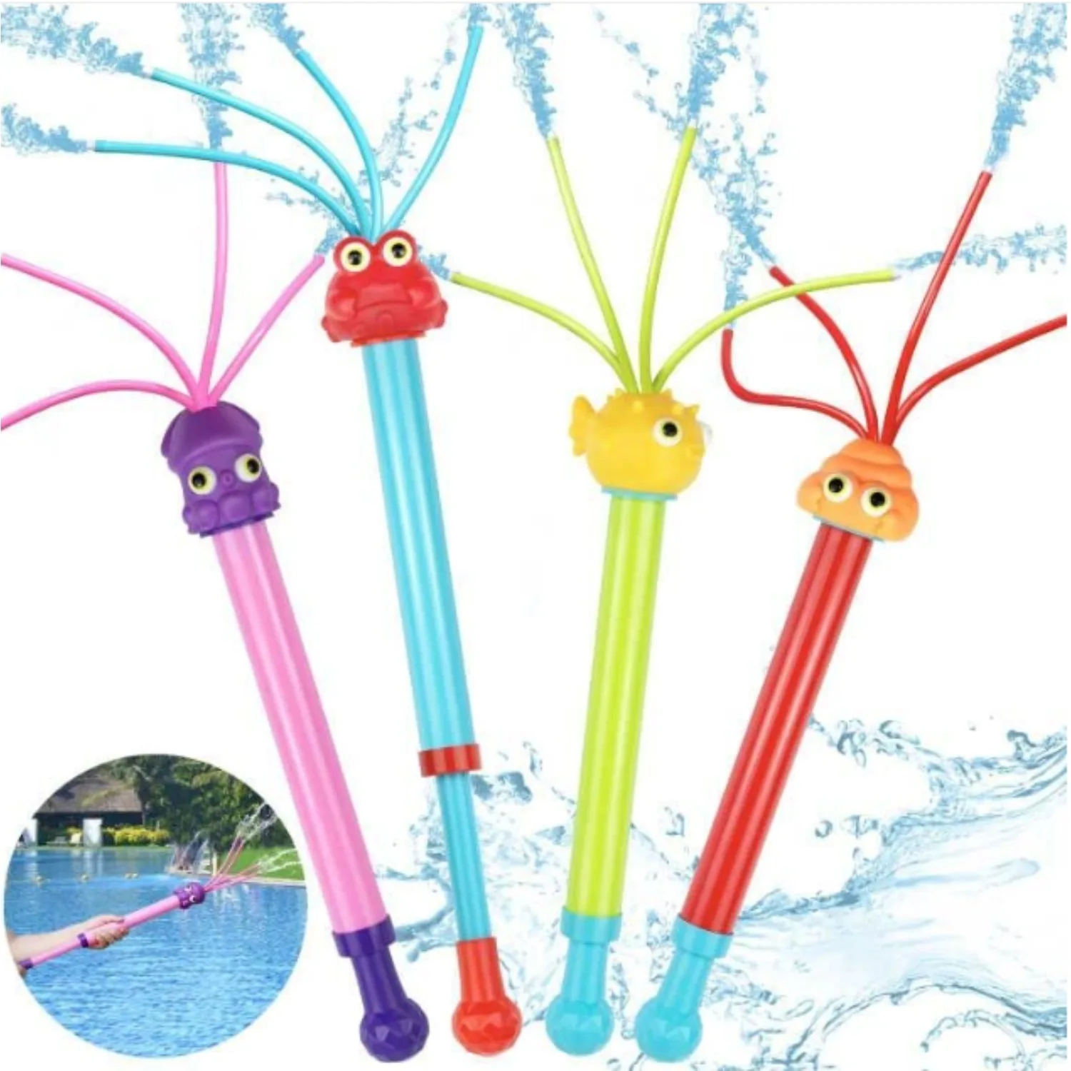 

New Sea Animal Water Blaster Squirt Guns Outdoor Water Spray Sprinkler Octopus Toy with Wiggle Tubes Splashing Fun for Kids