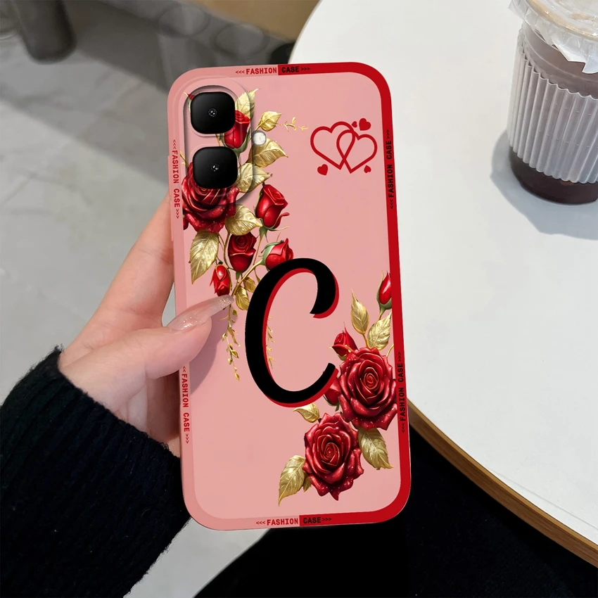 Rose Flower Letter Matte Silicone Shockproof Protective Phone Case