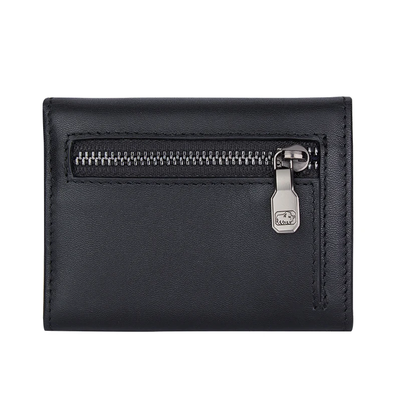 BISONDENIM Genuine Leather Short Wallets Card Holder Carbon Fiber Purses Money Clips Coin Mini Pocket Men Women Wallet 2