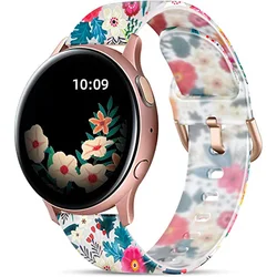 Silicone Strap Bracelet for Smartwatches - 20mm Watchband (Flowers Blooming)