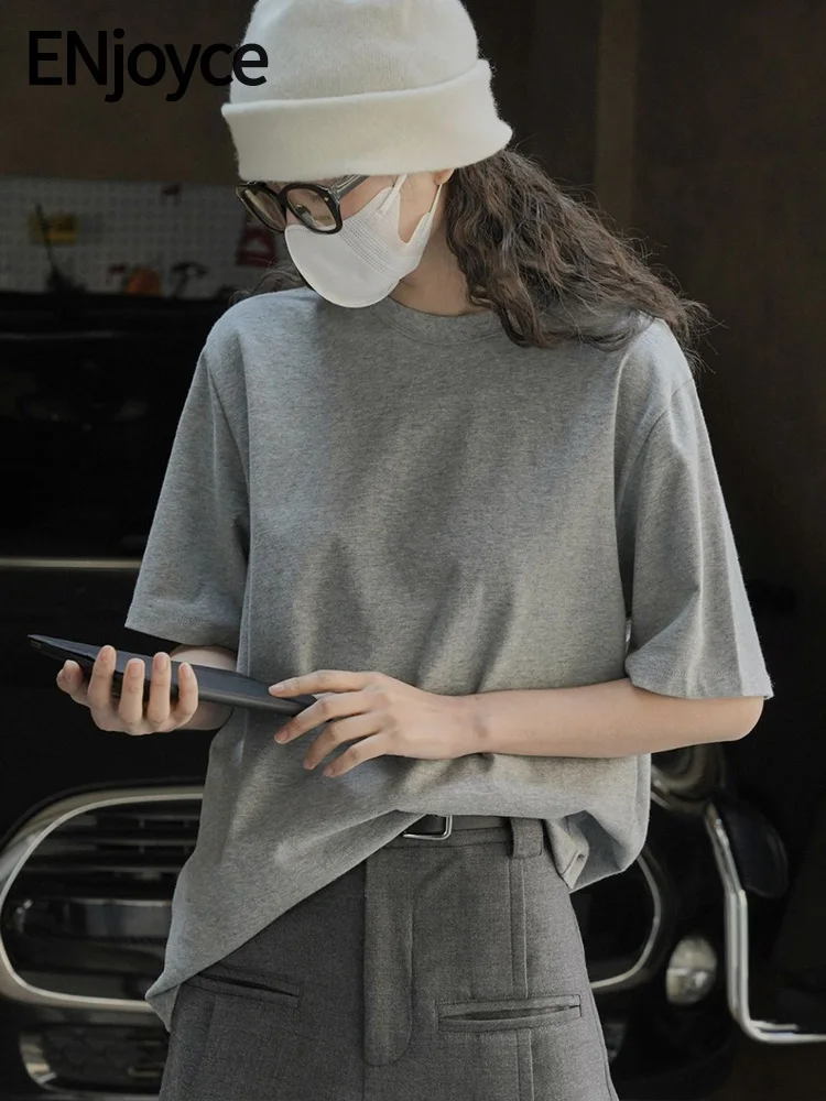 

Женская хлопковая Футболка с круглым вырезом, удобная Удобная Повседневная футболка с коротким рукавом, в уличном стиле, лето 2024, футболка женская летняя, футболка оверсайз