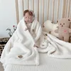Fleece Baby Blanket Newborn Autumn Winter Swaddling Blankets Soft Warm Stroller Cover Bedding Bear Embroidery Babies Accessories 1