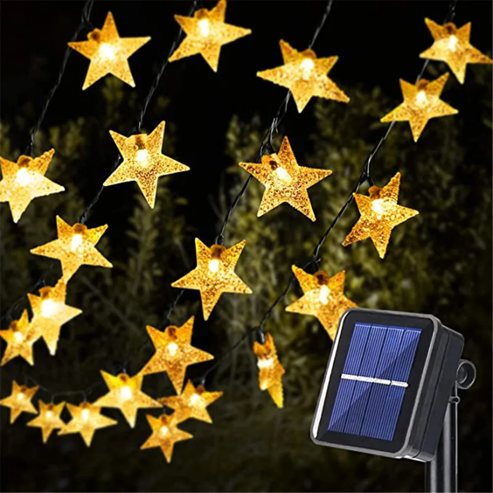 Solar Star String Lights 8 Modes Twinkle Fairy Waterproof Garland For Outdoor Gardens Lawn Christmas Tree Fence Balcony Decor