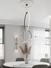  Italian Design Kitchen Restaurant Island  Suspension Lamp Minimalist Ring Line Combination Geometric LED Pendan Lighting Decor 