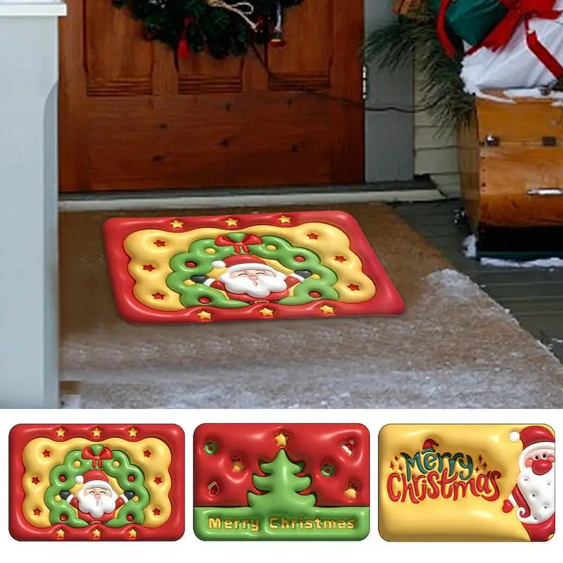 

Merry Christmas 3D Bathroom Mat Anti Slip Shower Rugs Absorbent Bath carpet Quick Dry home decor for Room Shower Bath Kitchen