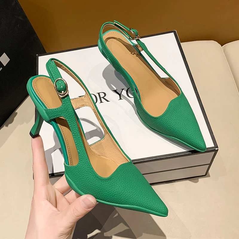 Women Summer New Sexy Simple Casual Temperament Sandals with Pointed Toe and Stilettos Women Shoes High Heel Sandalias De Mujer
