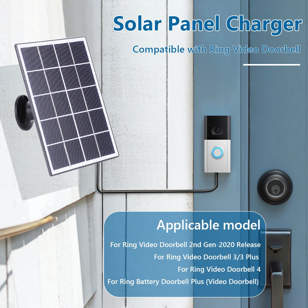 Charger Compatible Solar Power Charger For Ring Doorbell Ring