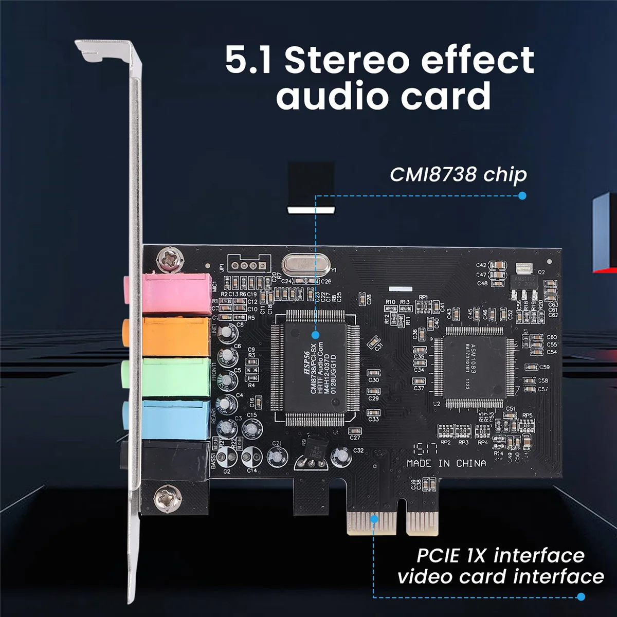 PCIe 사운드 카드 5.1, PCI 익스프레스 서라운드 카드, 3D 스테레오 오디오, 고성능 PC 사운드 카드, CMI8738 칩