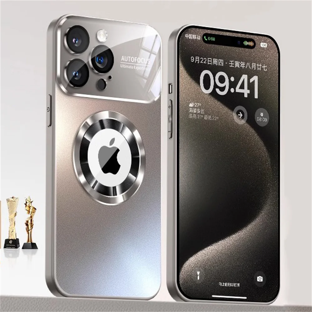 Titanium Metallic Luxury Matte Case with AG Glass Full Lens Protector Cover