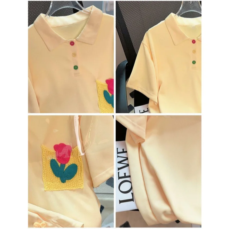 Sweet Girl Short Sleeved Shorts Casual Sports Set, Women's 2024 Summer Loose and Slimming Fashion T-shirt Shorts Two-piece Set