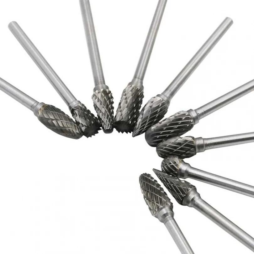 

10pcs/set Double Groove Shank 6mm Grinding Head Tungsten Carbide Rotary Files for Wood Stone Double Slot Rotating File