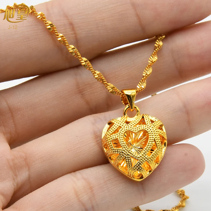 Gold Color Africa Birthday Party Party Dubai Sun Flower Pendant Heart Chain  Necklaces Wife Jewelry For Women Men