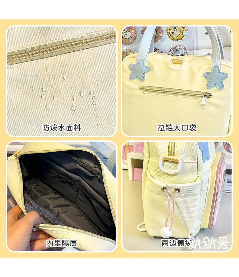 JIAERDI Harajuku Yellow Itabag Crossbody Bags Women Nylon Handle Casual Messenger Bag Girls Transparent Mini Backpack Ita Bags