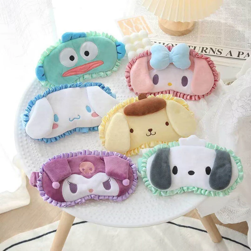 

Kawaii Sanrioed My Melody Cinnamoroll Kuromi маска для глаз повязка на голову плюшевый дышащий оттенок для сна умывание лица праздничный подарок для девочки