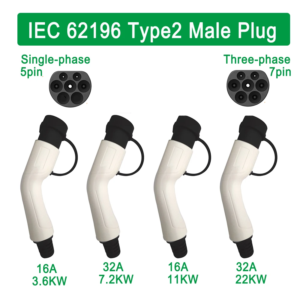 IEC 62196 EV Charger Type 2 Male Plug Connector EVSE Electric Vehicle