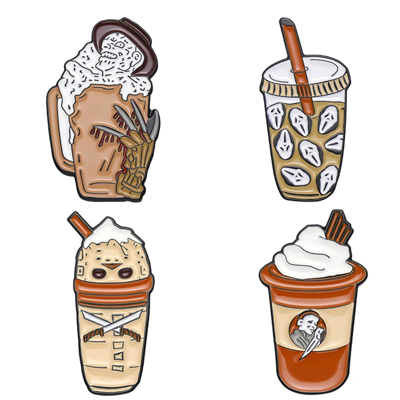 

Retro Movie Inspired Enamel Pins Horror Badge on Backpack Coffee Lapel Pins Halloween Accessories