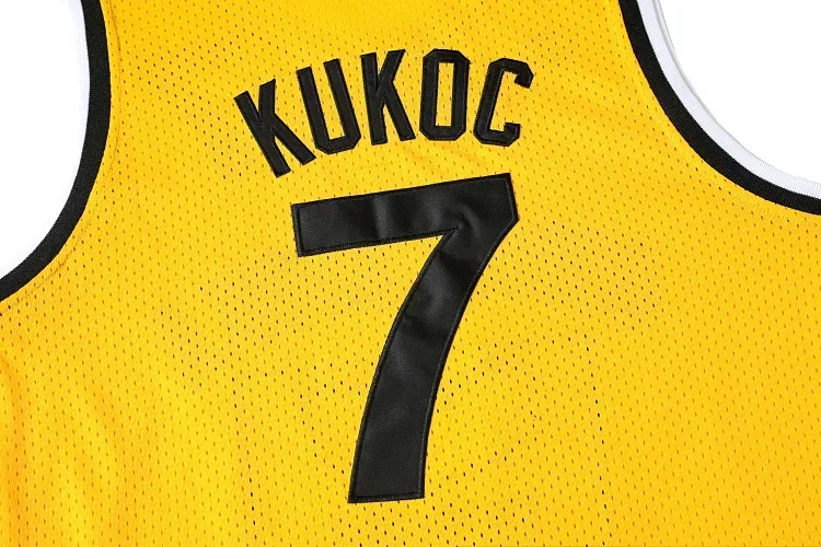 Movie version yellow basketball jersey No.7 Croatia JUGOPLASTIKA 7 KUKOC embroidery outdoor quick-drying breathable sportswear
