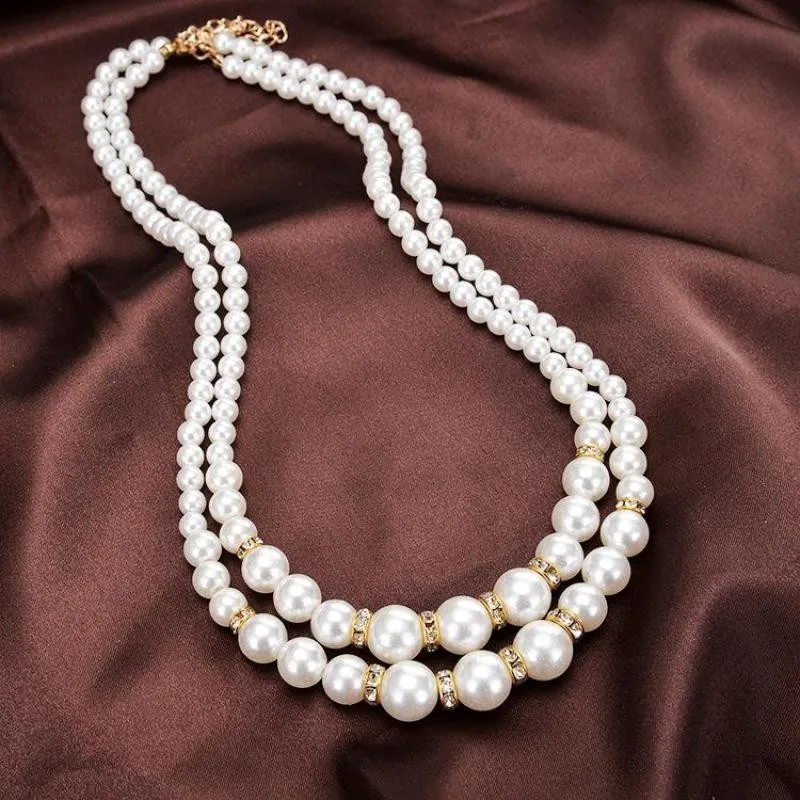 Pearl Necklace Collier Femme Collares Statement Multilayer Choker Statement Jewelry Women Simulated Pearl Necklaces & Pendants women jewelry