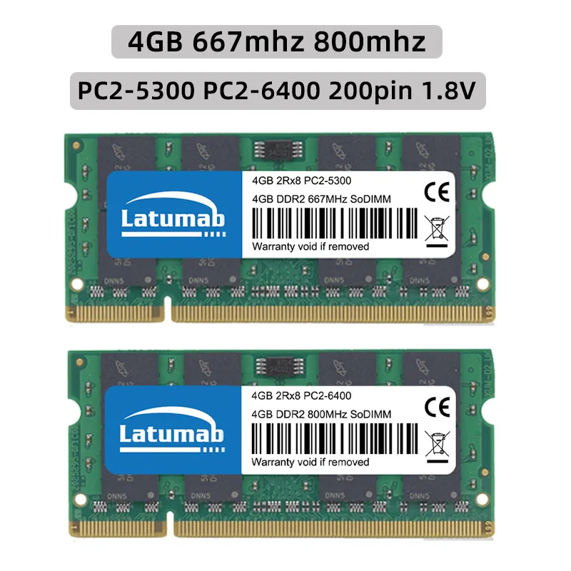 Latumab-memória Ram Ddr2 4gb 8gb 800mhz 667mhz Sodimm Pc25300 6400 Ram 200pin 1.8v Canal Duplo - Imagem 5
