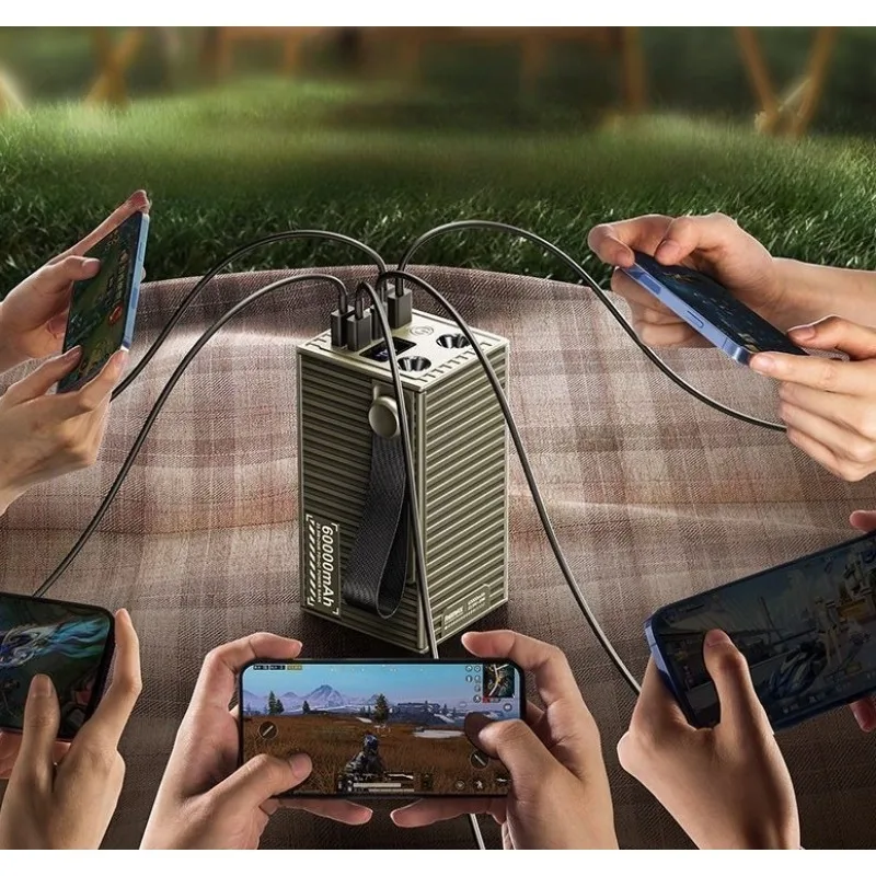 20W 60000mAh 박스형 고속 충전 보조배터리, 조명 기능 및 3C 인증을 갖춘 대용량 휴대용 전원 공급 장치