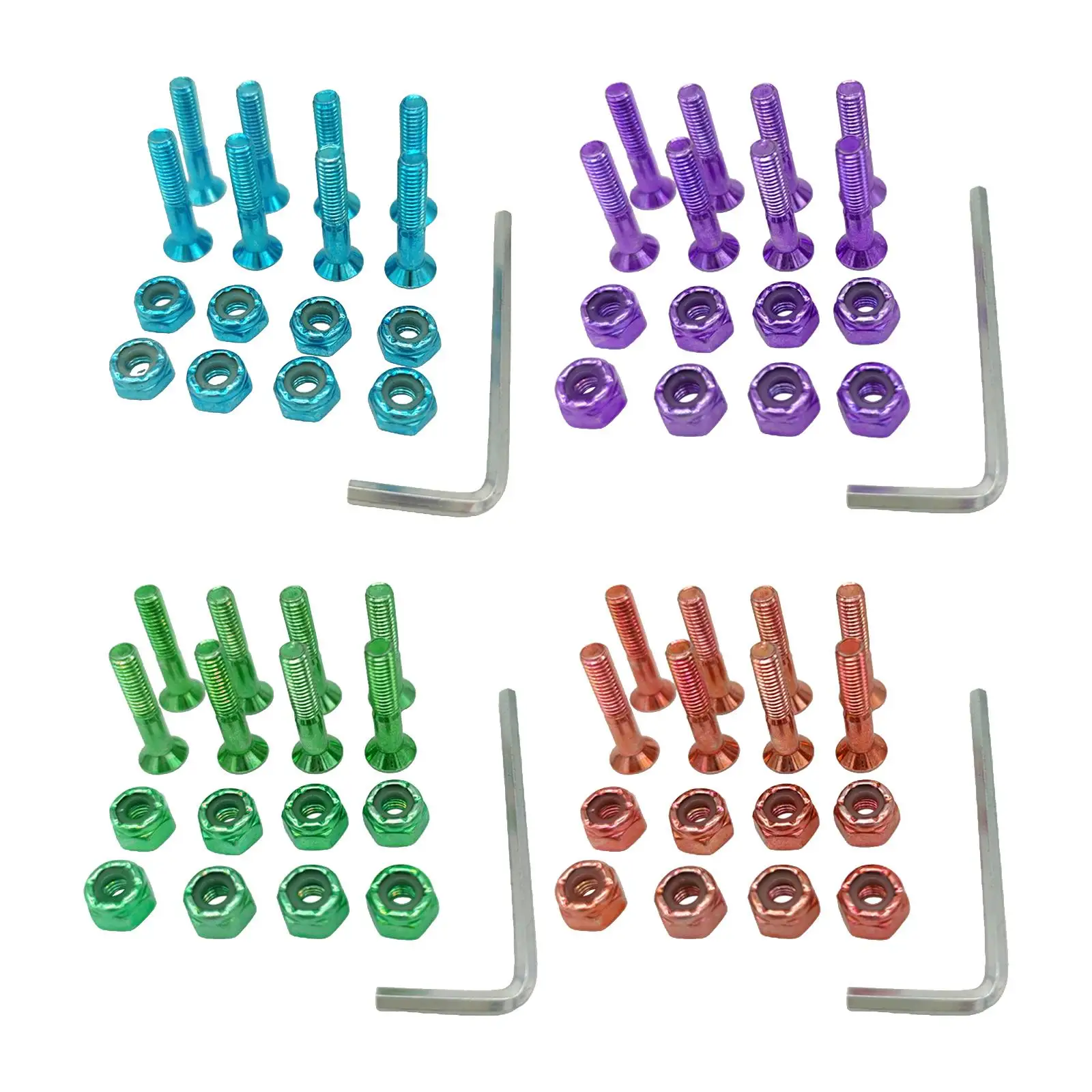 Skateboard Trucks Screws 8Pcs 25mm Mounting Bolts Anti-rust Carbon Steel for Skateboard Accessories Tools
