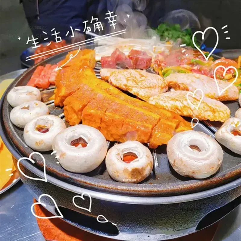 Cast Iron Charcoal Barbecue Stove Fire Pits Korean Commercial Table Grill Stand Household Fire Pit Outdoor Heating StoveN