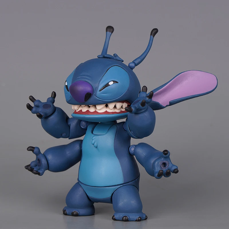 10.5cm Stitch New Hot Kaiyodo Stitch Action Figure Revoltech Stitch Ice Cream Figurine Joint Mobile Model Kits Custom Kids Toys