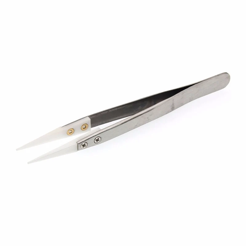 Ceramic Head With Hardware Handle Zirconia Stainless Steel Antistatic Insulation High Temperature Resistant Tweezers precision tweezers tweezer tool esd anti static tweezers ceramic tweezers