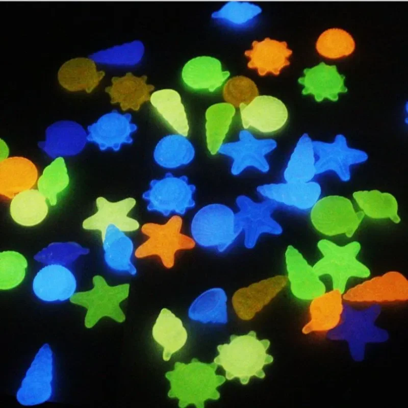 Colorful Luminous Starfish Conch Shell Shaped Glowing Stones Decorative For Garden Aquarium Fish Tank Pool Landscape 10/50PCs, glow stones,garden decoration,decorative stones