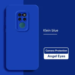 Luxury Soft Liquid Silicone Shockproof Phone Case with Straight Edge Angel Eyes Design for Huawei Mate 20 (Klein Blue)